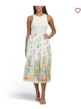 Moon River White Tank Maxi Dress with Multicolor Floral Skirt